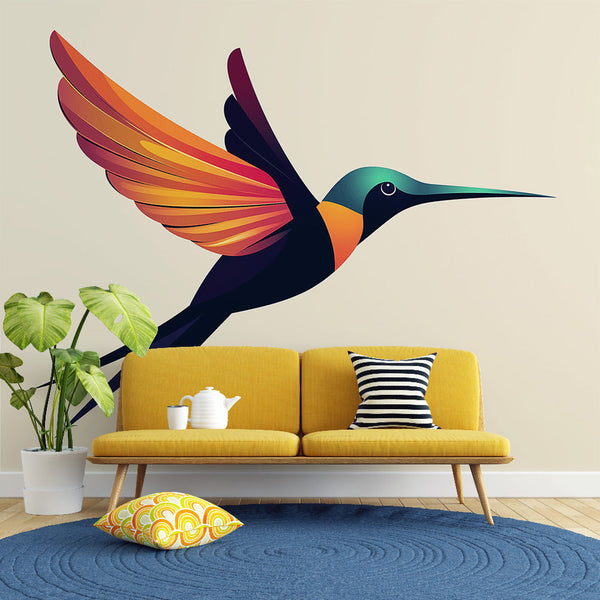 Hummingbird Wallpaper | Colorful Bird in Flight Illustration