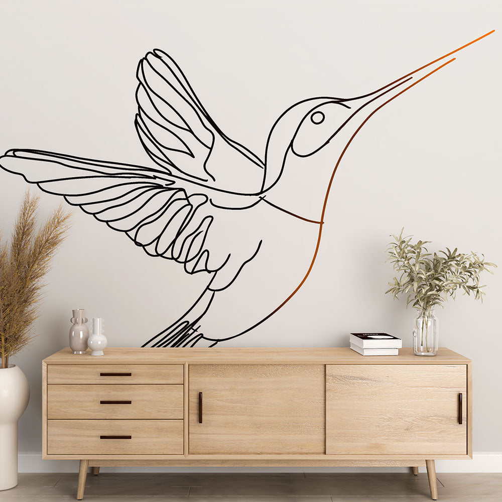 Hummingbird Wallpaper | Minimalist Illustration of Bird in Flight
