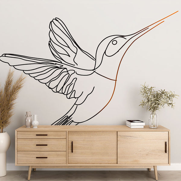 Hummingbird Wallpaper | Minimalist Illustration of Bird in Flight