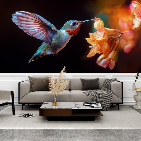 Hummingbird Wallpaper | Vibrant Bird Feeding on a Flower