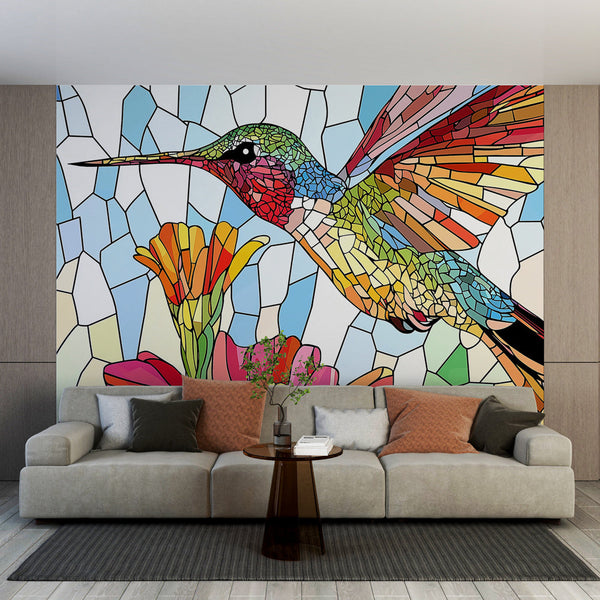 Hummingbird Wallpaper | Colorful Elegant Bird and Flowers Pattern