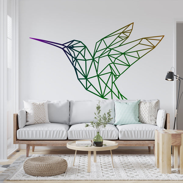 Hummingbird Wallpaper | Colorful Geometric Bird in Flight Pattern