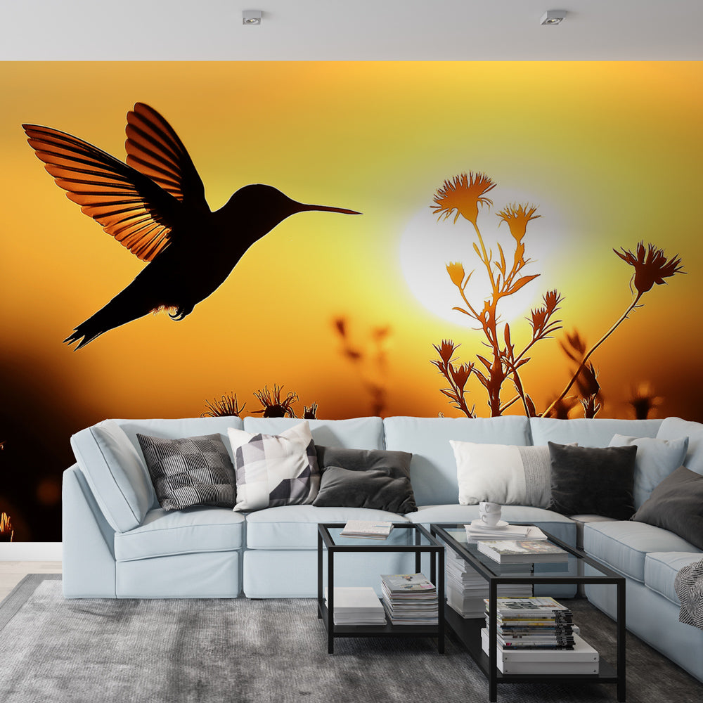Hummingbird Wallpaper | Bird Silhouette at Sunset