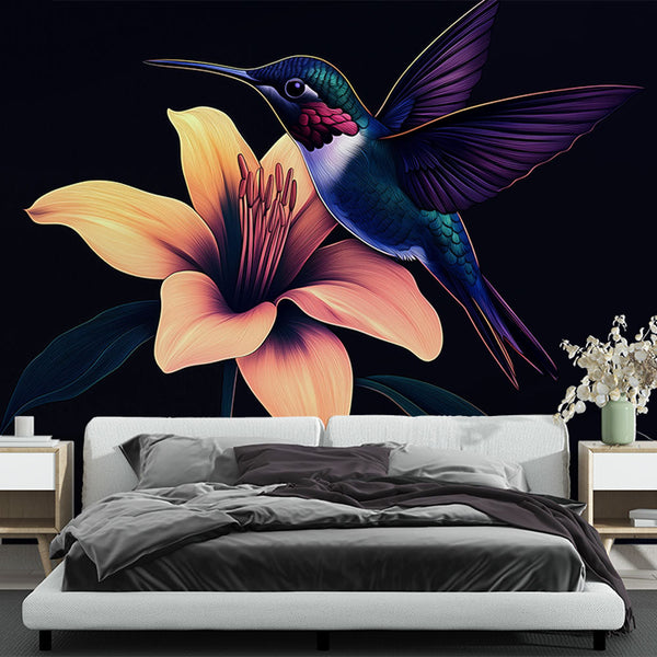 Hummingbird Wallpaper | Colorful Bird with Bright Flower