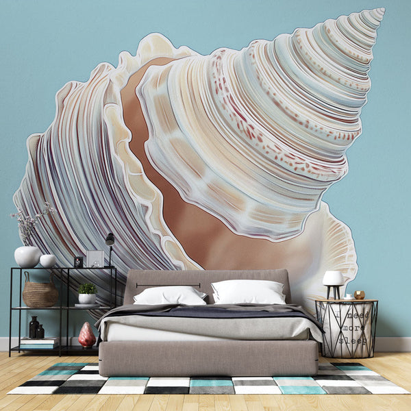 Light Blue Seashell Wallpaper | Subtle Detail Wall Mural