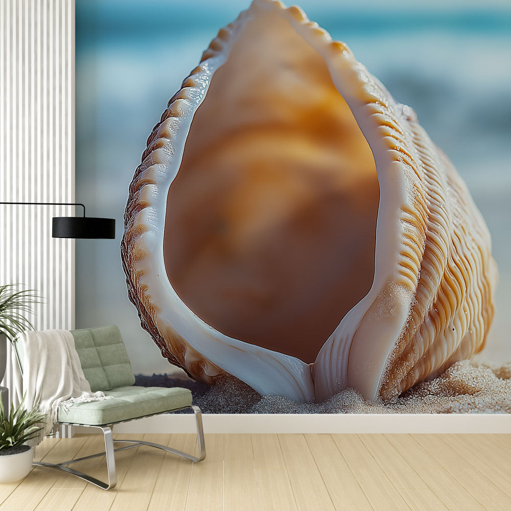 Natural Marine Shell Wallpaper | Soft Tones Coastal Wall Mural