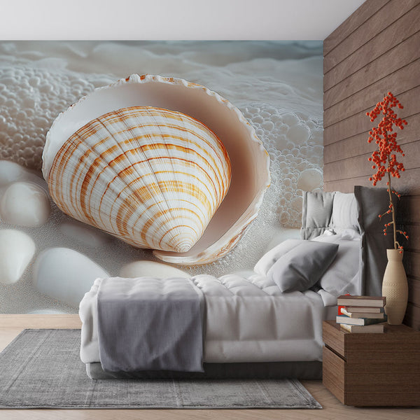 Shell Pebbles Wallpaper | Water Drops Tranquil Wall Mural