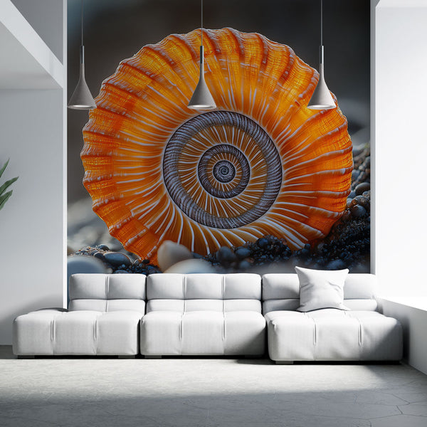 Graceful Seascape Wallpaper - Orange Statement Design