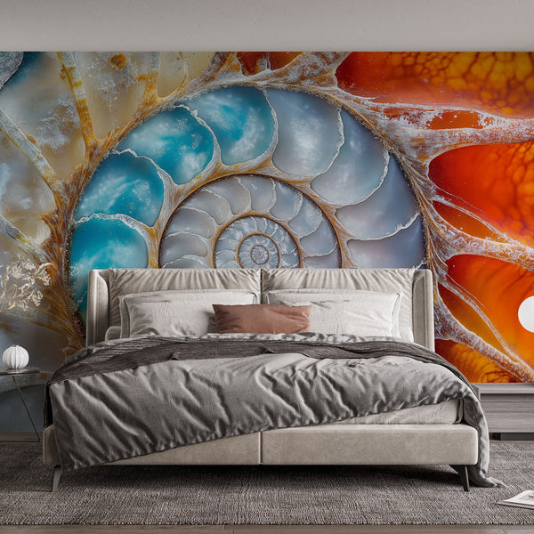 Spiral Conch Wallpaper | Tropical Marine-Inspired Wall Mural