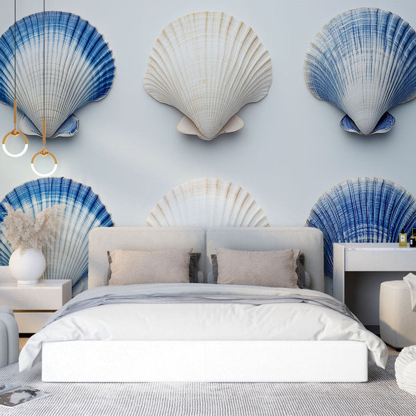 Blue Gradient Shells Wallpaper | Ombre Marine Wall Mural