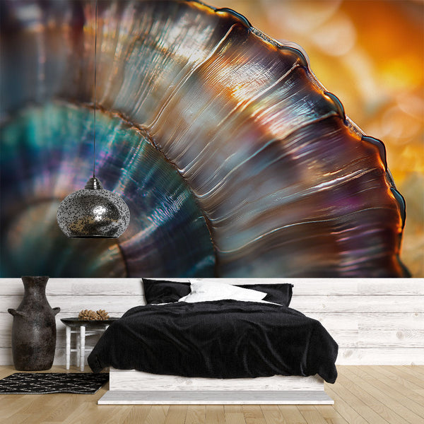 Iridescent Seashell Wallpaper | Pearlescent Reflections Wall Mural