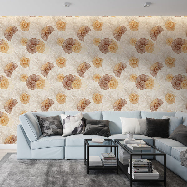 Seashell Wallpaper | Coastal Shells in Natural Sandy Tones