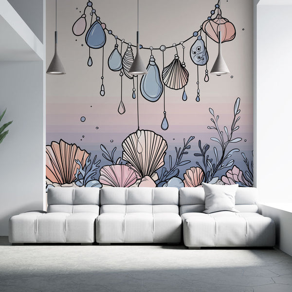 Seashell Wallpaper | Delicate Marine Shells and Seaweed