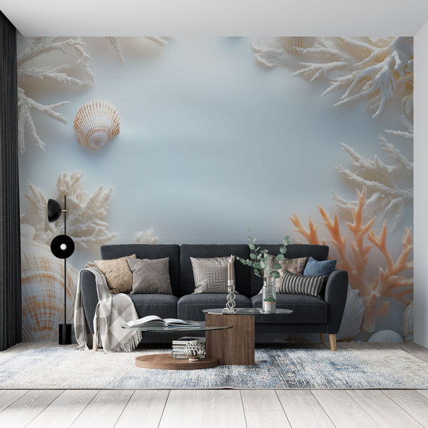Shells Coral Wallpaper | Elegant Soft Ground Wall Mural