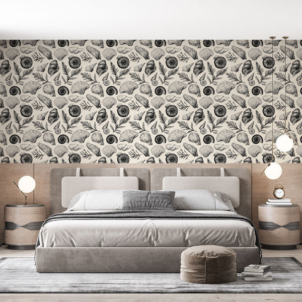 Seashell Wallpaper | Vintage Shells and Foliage Wall Mural