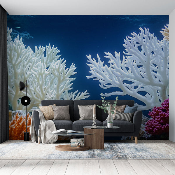 Coral wallpaper | Underwater wall mural with multicolor reefs