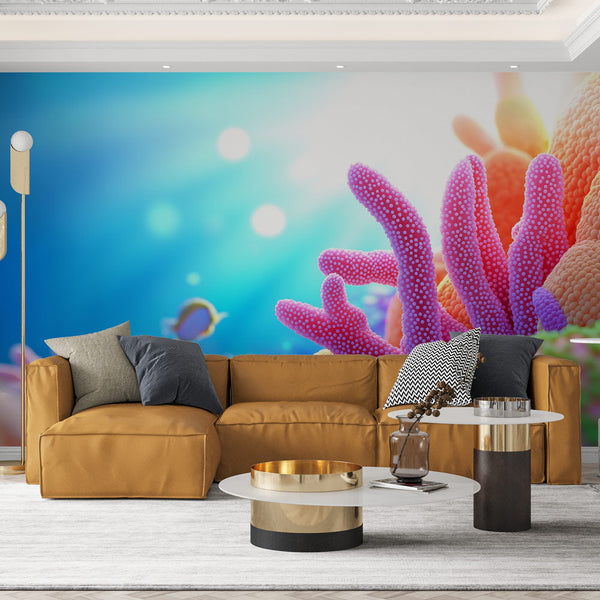 Coral wallpaper | Colorful marine ecosystem wall mural design