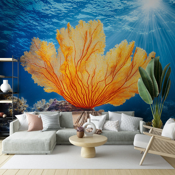 Luminous Orange Coral Wallpaper | Wall Mural