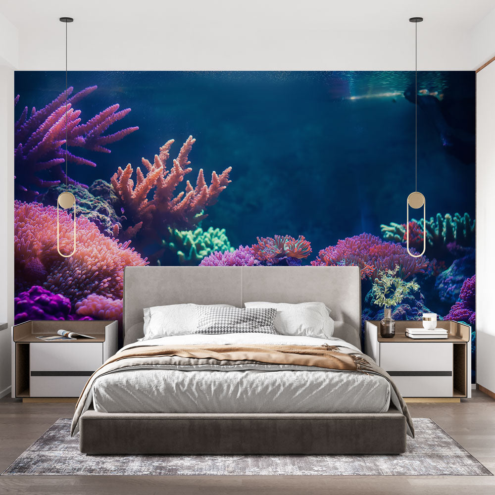 Coral wallpaper | Intense underwater world radiant color mural