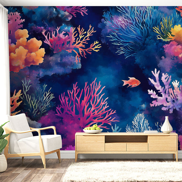 Aquatic Coral Wallpaper | Reef and Fish Wall Mural