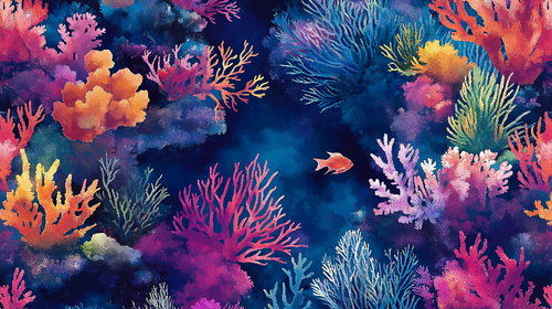 Aquatic Coral Wallpaper | Reef and Fish Wall Mural
