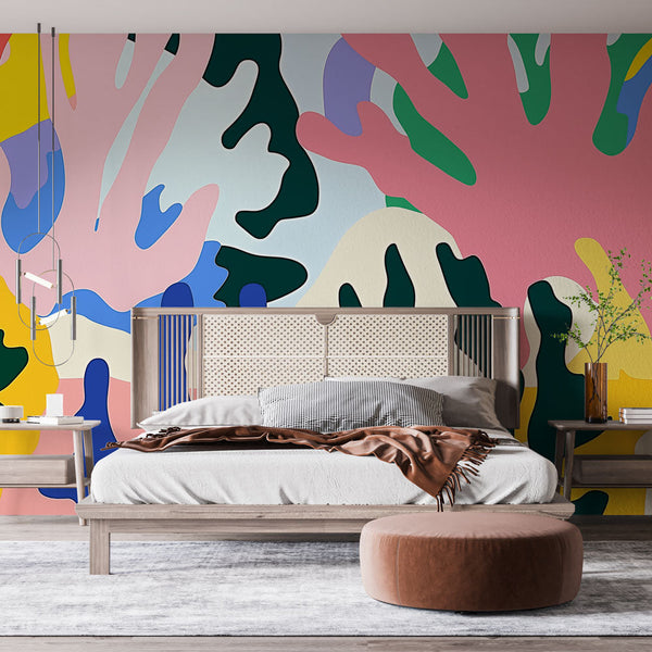 Coral wallpaper | Colorful marine coral-inspired motif mural