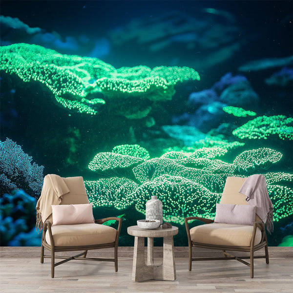 Bioluminescent Coral Wallpaper | Marine Wall Mural