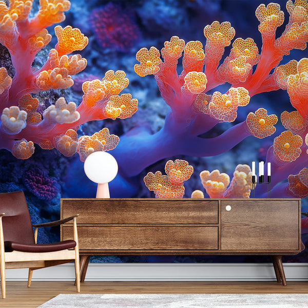 Pink Orange Coral Wallpaper | Marine Wall Mural