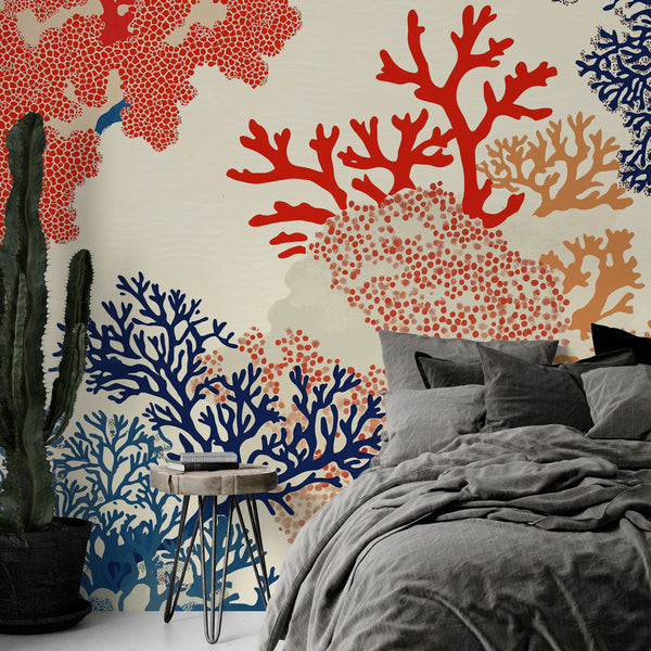 Coral wallpaper | Colorful seabed-inspired motif wall mural