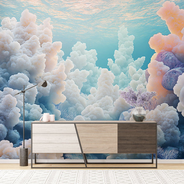 Coral wallpaper | Soothing underwater wall mural with colorful reefs