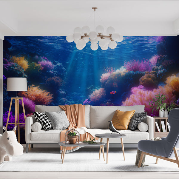 Sunlit Underwater Wallpaper | Coral Light Wall Mural
