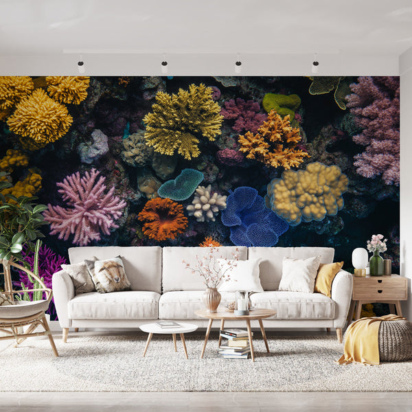 Coral Mosaic Wallpaper | Vivid Reef Wall Mural
