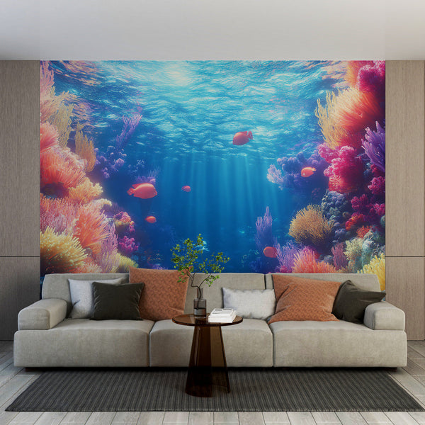 Sunlit Coral Wallpaper | Glowing Reef Wall Mural
