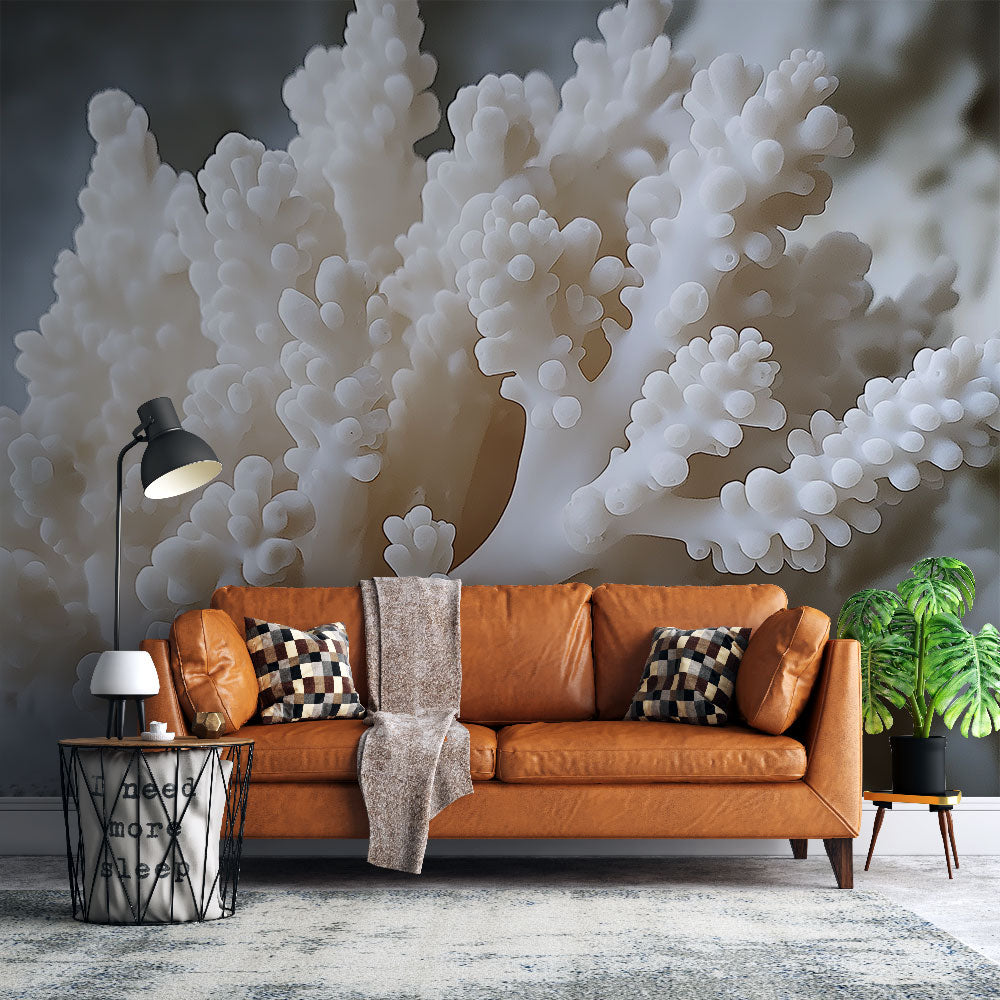 White Coral Wallpaper | Elegant Refined Marine Wall Mural
