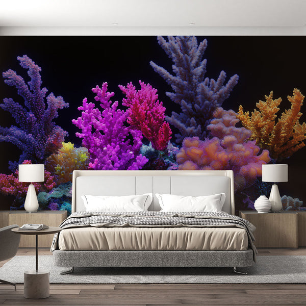 Colorful corals wallpaper | Varied vibrant marine motifs mural