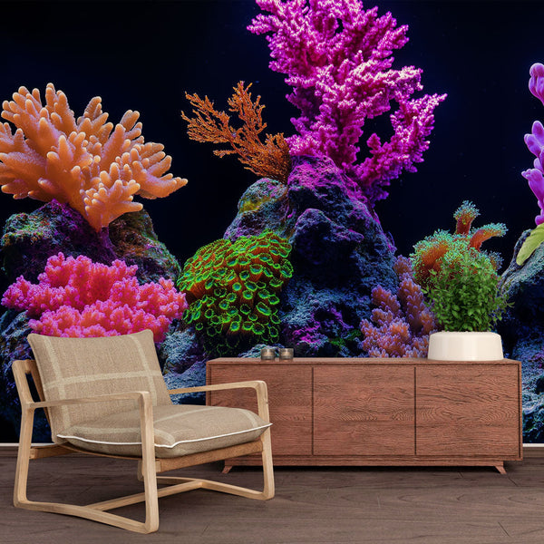 Colorful corals wallpaper | Vibrant corals marine life mural