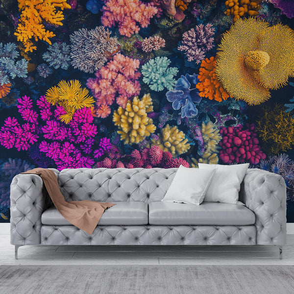 Multicolor Coral Wallpaper | Marine Garden Wall Mural