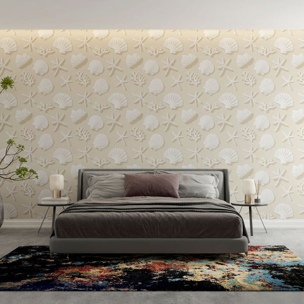 Seashell Wallpaper | Shells and Starfish on Soft Beige