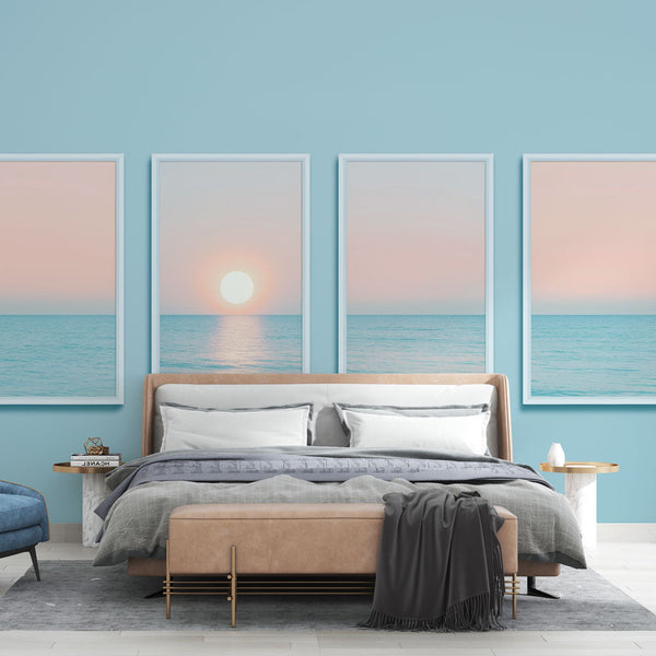 Ocean Sunset Four-Panel Wallpaper Wall Mural