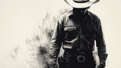 Black & White Cowboy Wallpaper | Graphic Wall Mural
