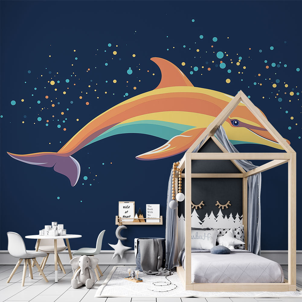 Dolphin Wallpaper | Vibrant Dolphin in Starlit Ocean