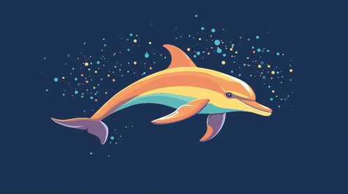 Dolphin Wallpaper | Vibrant Dolphin in Starlit Ocean