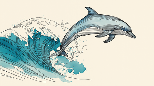 Dolphin and Wave Wallpaper | Dolphin Over Turquoise Surf