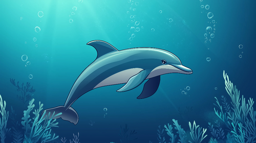 Dolphin Wallpaper | Dolphin in Soothing Blue Ocean