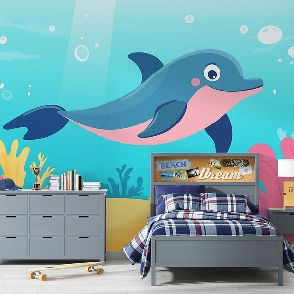 Dolphin Wallpaper | Joyful Dolphin Among Coral Garden