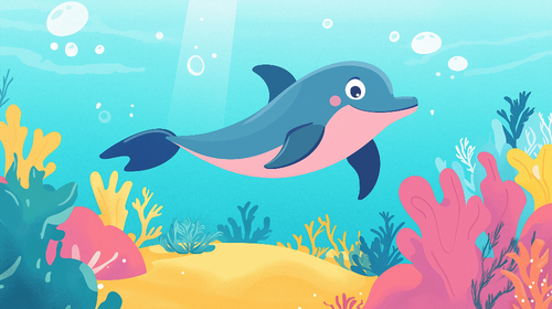 Dolphin Wallpaper | Joyful Dolphin Among Coral Garden