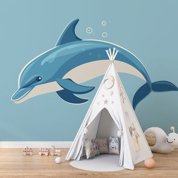 Dolphin Wallpaper | Joyful Dolphin in Blue Tones
