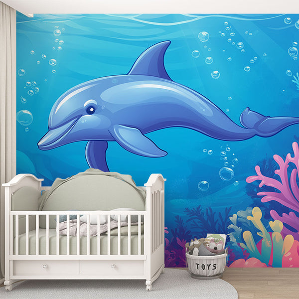 Dolphin Wallpaper | Joyful Dolphin Among Colorful Corals