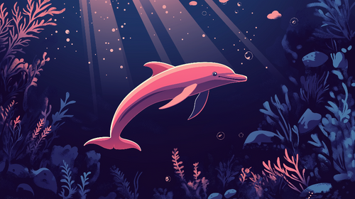 Dolphin Wallpaper | Pink Dolphin in Magical Marine Scene