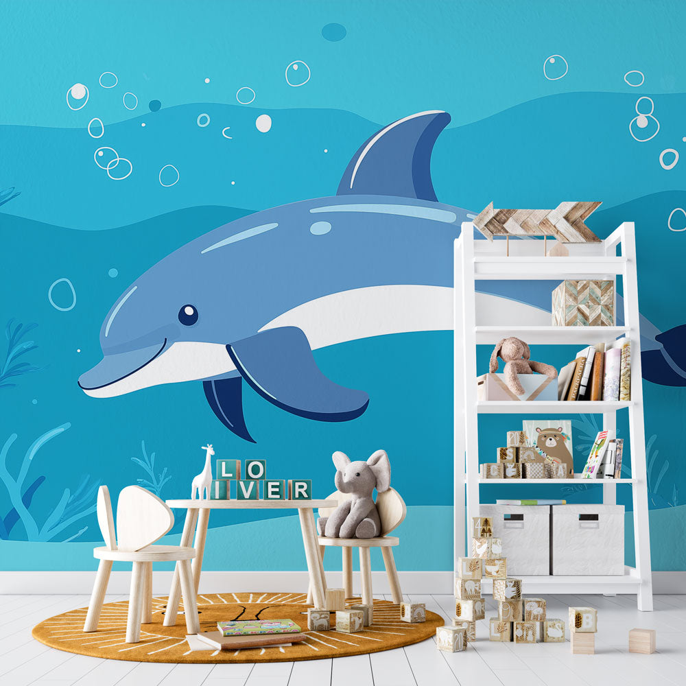 Dolphin Wallpaper | Stylized Dolphin in Turquoise Waters